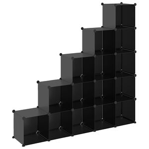 vidaXL Organizator cub de depozitare, 15 cuburi, negru, PP