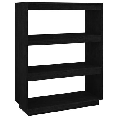 vidaXL Bibliotecă/Separator cameră, negru, 80x35x103cm, lemn masiv pin