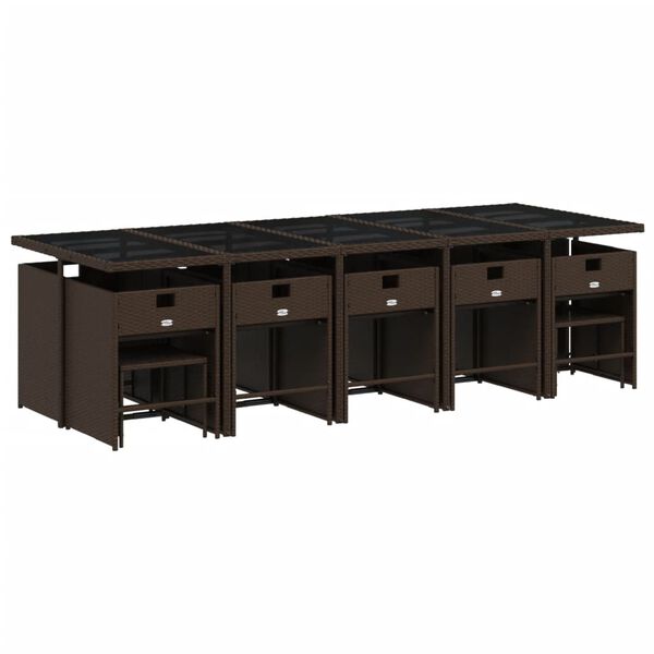 vidaXL Set mobilier de grădină cu perne, 15 piese, maro, poliratan