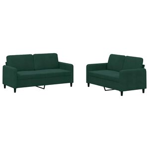vidaXL Set canapele, 2 piese, verde &icirc;nchis, catifea