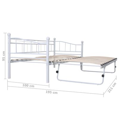 vidaXL Cadru de pat, alb, 180 x 200/90 x 200 cm, oțel