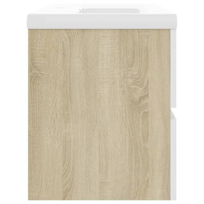 vidaXL Dulap cu chiuvetă încorporată, alb/stejar sonoma lemn prelucrat