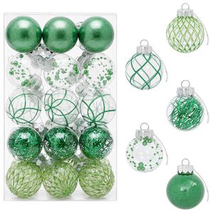 vidaXL Set de globuri de Crăciun 30 buc. Verde &Oslash; 6 cm PET