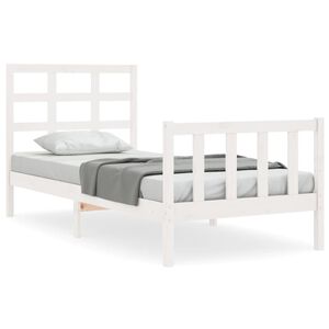 vidaXL Cadru pat fără saltea, alb, 90x190 cm, lemn masiv de pin