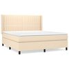 vidaXL Pat box spring cu saltea, crem, 160x200 cm, material textil