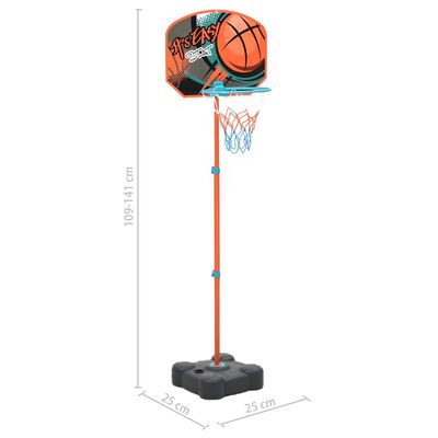 vidaXL Set de joc de baschet portabil, reglabil, 109-141 cm