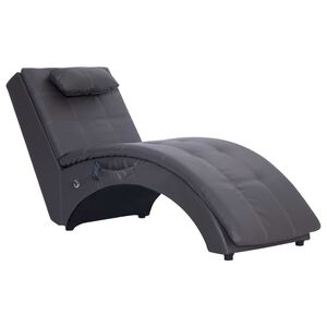 vidaXL Șezlong de masaj cu pernă, gri, piele artificială