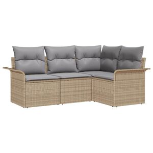 vidaXL Set de canapele pentru grădină 4 pcs Bej poliratan