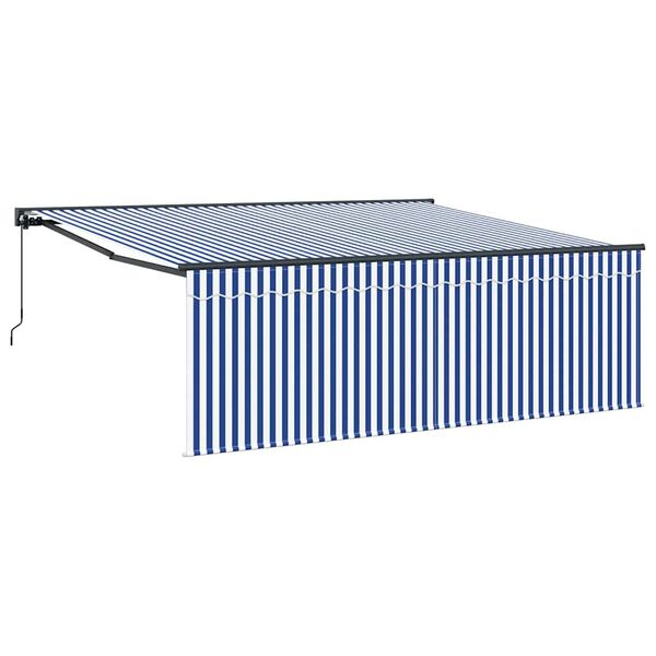 vidaXL Cortina Retractabilă Manual Albastru și Alb 400 &times; 300 cm