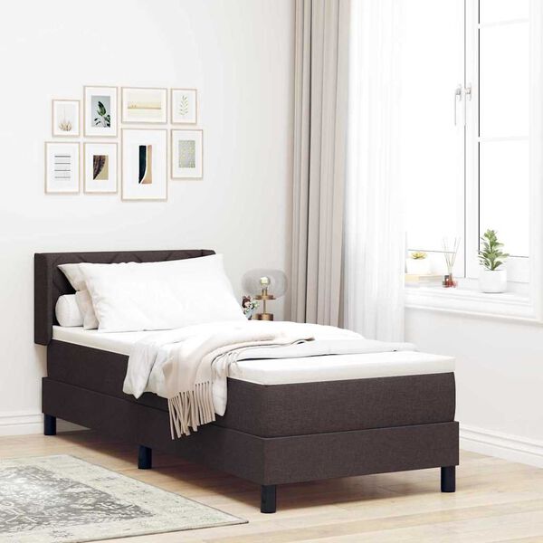 vidaXL Pat boxspring cu saltea cu saltea Maro &icirc;nchis 80 x 200 cm