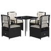 vidaXL Set mobilier de grădină cu perne, 5 piese, negru, poliratan