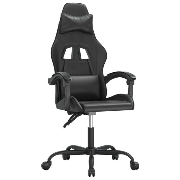 vidaXL Scaun de gaming pivotant, negru, piele ecologică