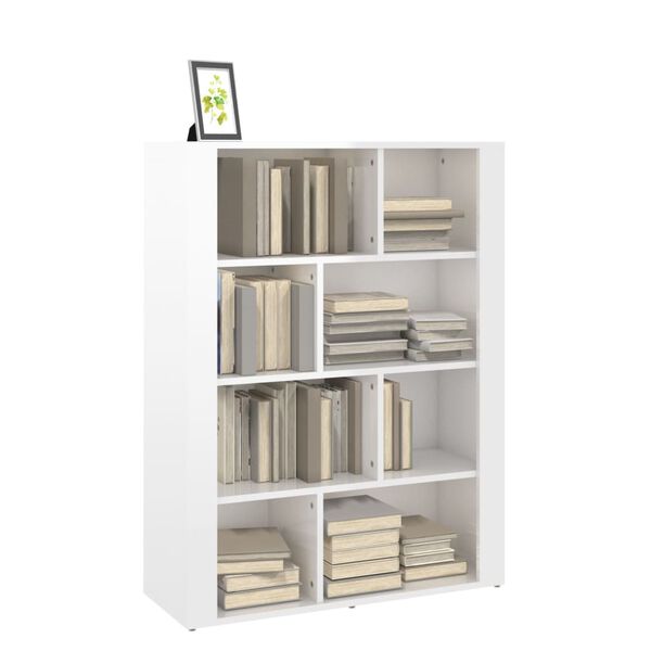 vidaXL Servantă, alb extralucios, 80x30x106 cm, lemn compozit