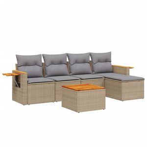 vidaXL Set canapele de grădină cu perne, 6 piese, bej, poliratan