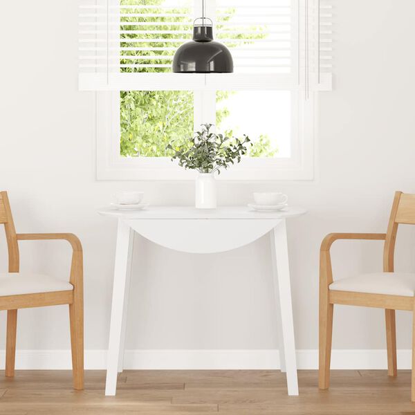 vidaXL Masa de sufragerie alb din lemn masiv cauciuc