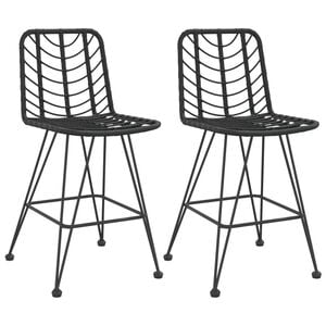 vidaXL Taburete de bar, 2 buc., negru, 45x56x103,5 cm, ratan PE & oțel