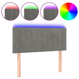 vidaXL Tăblie de pat cu LED, gri deschis, 90x5x78/88 cm, catifea