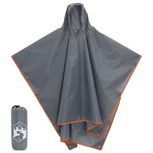 vidaXL Poncho ploaie cu glugă design 2 &icirc;n 1 gri/portocaliu 223x145 cm