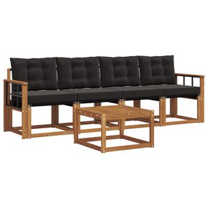 vidaXL Set de canapele de exterior 5 buc. 4-Locuri Natural și Negru