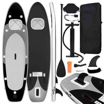 vidaXL Set placă paddleboarding gonflabilă, negru, 330x76x10 cm
