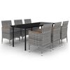 vidaXL Set mobilier de grădină cu perne, 7 piese, poliratan și sticlă