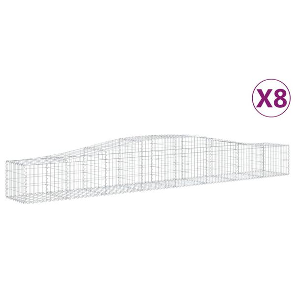 vidaXL Coșuri gabion arcuite 8 buc, 400x50x40/60 cm, fier galvanizat