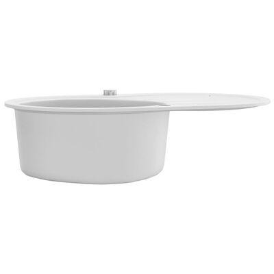 vidaXL Chiuvetă de bucătărie din granit, alb, un bazin, oval