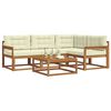 vidaXL Set de canapele de exterior cu pernă 5 pcs Natural și Crem