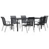 vidaXL Set mobilier de grădină, 7 piese, negru, oțel și textilenă