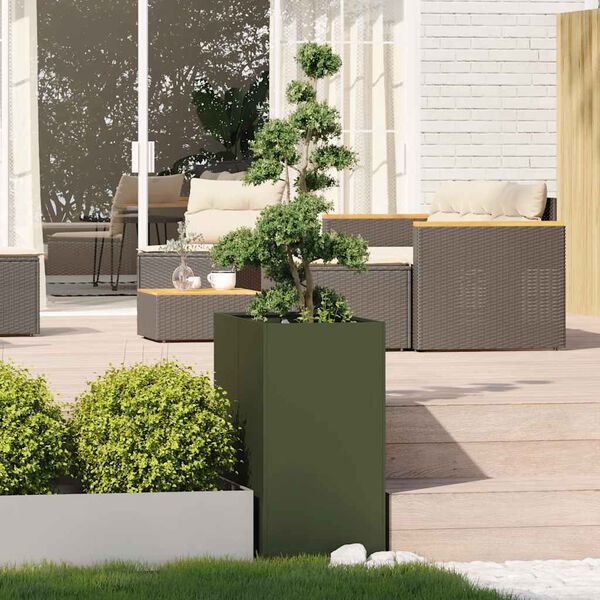 vidaXL Jardinieră verde măsline 40x80x80 cm oțel