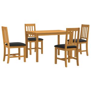 vidaXL Set de dining 5 buc. Negru Lemn de stejar masiv