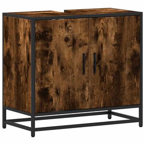 vidaXL Dulap pentru chiuvetă de baie stejar afumat 65x33x60 cm lemn