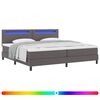 vidaXL Pat cu arcuri cu benzi LED Gri 200 x 200 cm Piele artificială