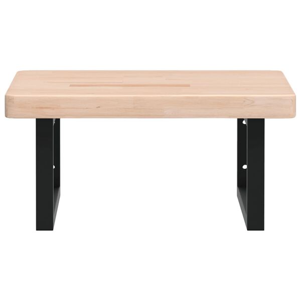 vidaXL Raft pentru lavoar montat pe perete, oțel și lemn masiv stejar