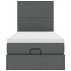 vidaXL Cadru de pat otoman cu saltele Gri închis 90x190cm țesătură