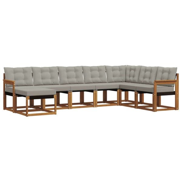 vidaXL Set de canapele de exterior 8 pcs Gri natural și deschis