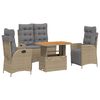 vidaXL Set canapele de grădină, 4 piese, cu perne, bej, poliratan