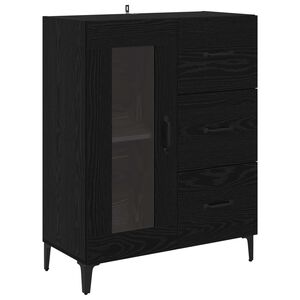 vidaXL Bufet Stejar Negru 69,5 x 34 x 90 cm Lemn Ingineresc și Fier