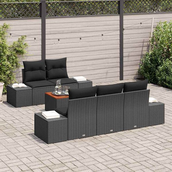 vidaXL Set de canapele pentru grădină 6 pcs Negru