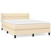 vidaXL Pat box spring cu saltea, crem, 140x200 cm, textil