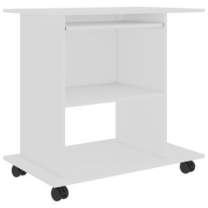 vidaXL Birou de calculator, alb, 80x50x75 cm, lemn prelucrat