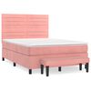 vidaXL Pat box spring cu saltea, roz, 140x190 cm, catifea