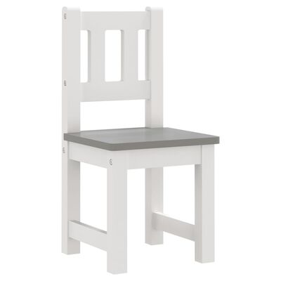 vidaXL Set masă&scaun pentru copii, 3 piese, alb și gri, MDF