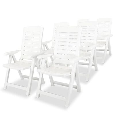 vidaXL Set mobilier de exterior, 7 piese, alb, plastic