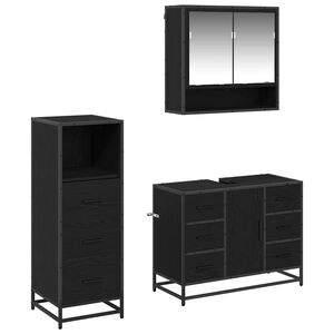 vidaXL Set de mobilier pentru baie 3 pcs Stejar Negru Lemn compozit