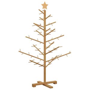 vidaXL Brad de Crăciun din lemn Maro 125 cm Lemn masiv de pin