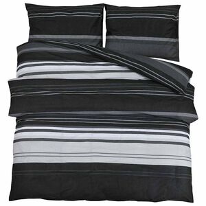vidaXL Set cu husă de pilotă, dungi negre, 200x200 cm, bumbac
