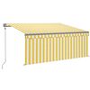 vidaXL Copertină automată cu stor&LED&senzor v&acirc;nt albastru&alb 3x2,5 m