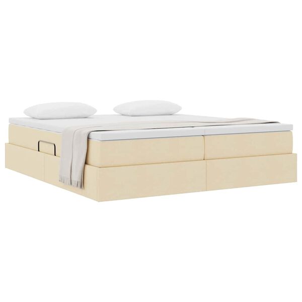 vidaXL Pat cu saltea și spațiu de depozitare Crem 180 x 200 cm