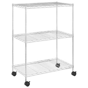 vidaXL Raft depozitare cu roți, 3 niveluri, 60x35x81 cm, crom, 150 kg